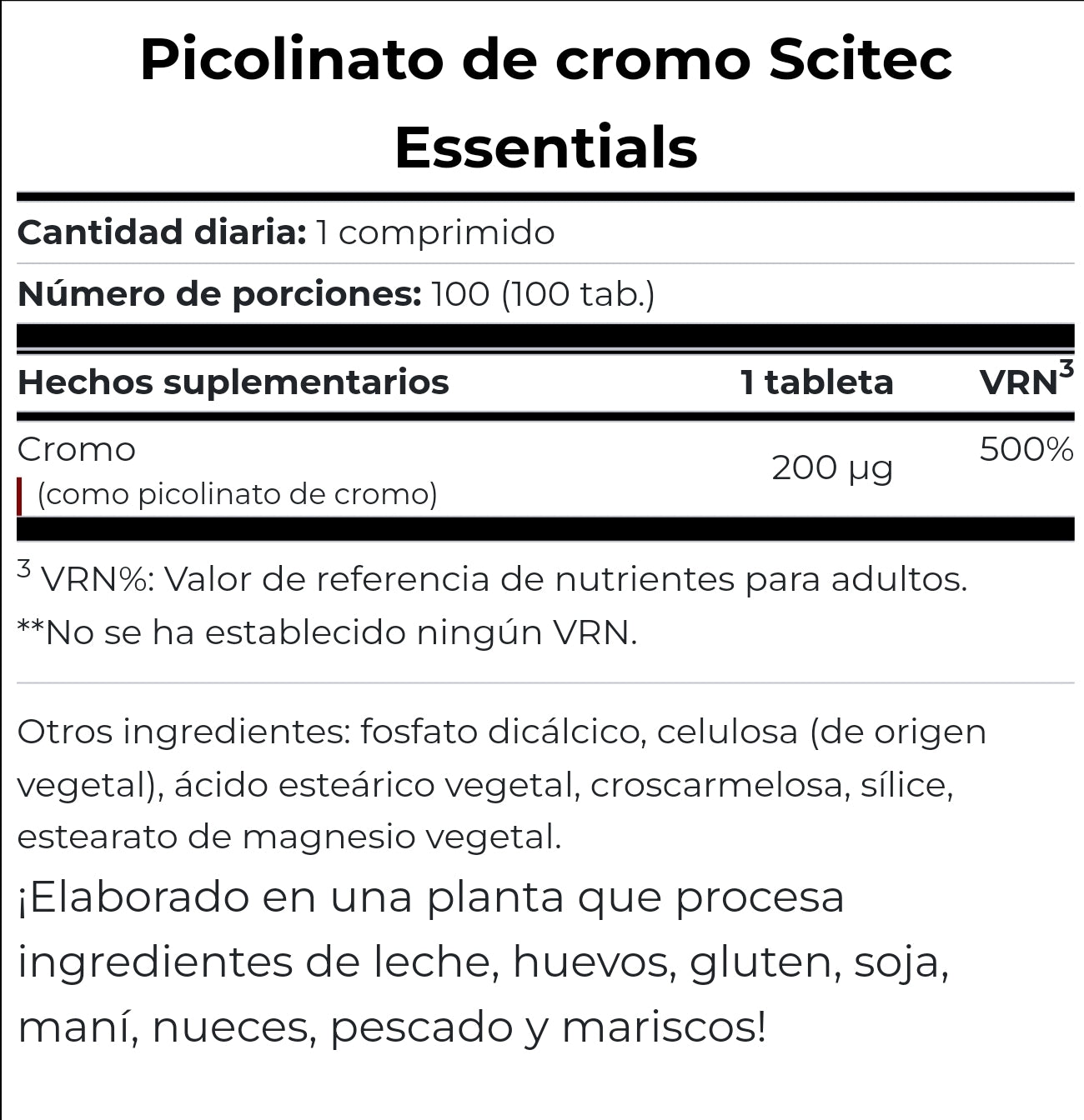 PICOLINATO DE CROMO (100 TAB.) - SCITEC NUTRITION