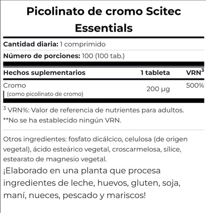 Picolinato de Cromo (100 Tabletas.) de Scitec Nutrition – imagen 2
