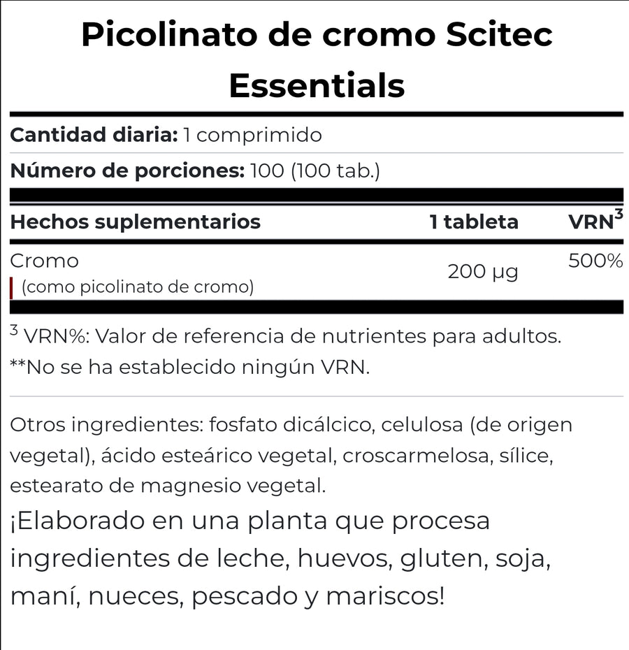 PICOLINATO DE CROMO (100 TAB.) - SCITEC NUTRITION