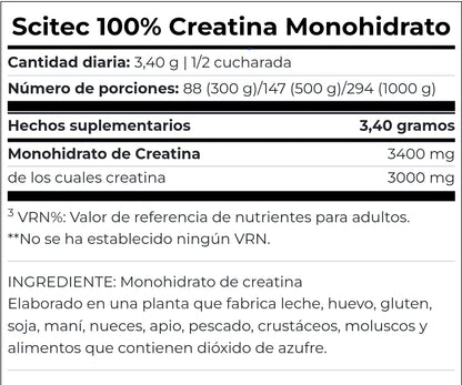 100% Creatina 88 Servicios (300 G) de Scitec Nutrition – imagen 2