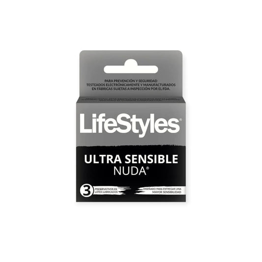 PRESERVATIVOS ULTRA SENSIBLE NUDA 3 UNIDADES - LIFESTYLES