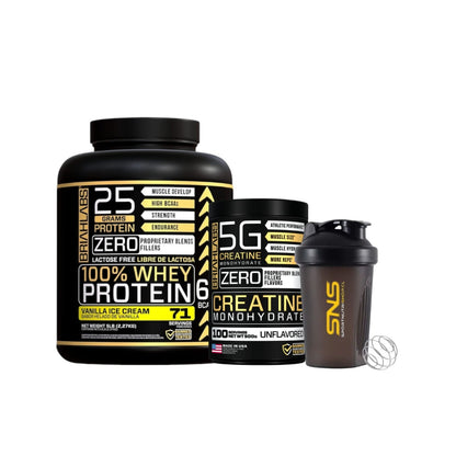 Pack Proteína 100% Whey Protein 5 lb + creatina 500 g + shaker – Briahlabs