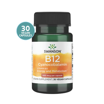 VITAMINA B12 CYANOCOBALAMIN 500MCG EN CAPSULAS - SWANSON
