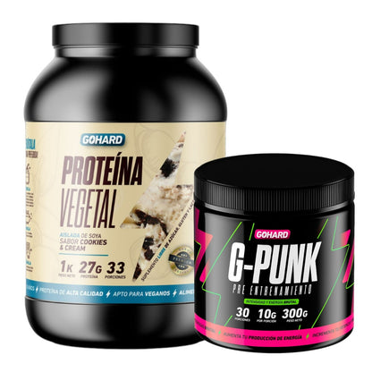 Pack proteína Vegetal + pre entrenamiento G-Punk Gohard