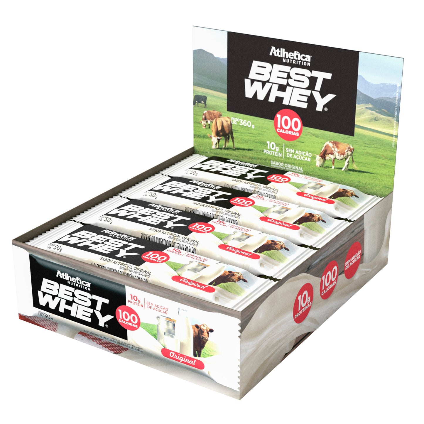 Box de 12 barras Best Whey 10g Protein- Atlhetica