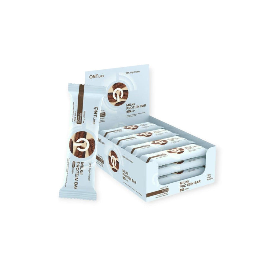 BOX 12 BARRAS DE PROTEÍNA MILKII PROTEIN BAR 60 G – QNT