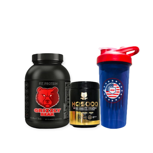 PACK FIT PROTEIN 2KG 60SV + CREATINA 60SV + SHAKER - GRIZZLY BEAR