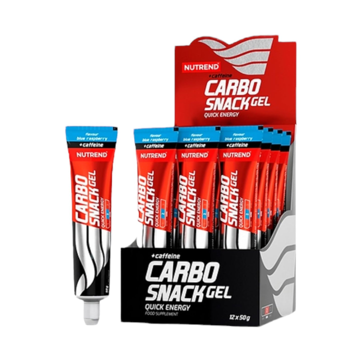 CARBO SNACK GEL + CAFEINA EN TUBO 50GR 12 UNIDADES - NUTREND