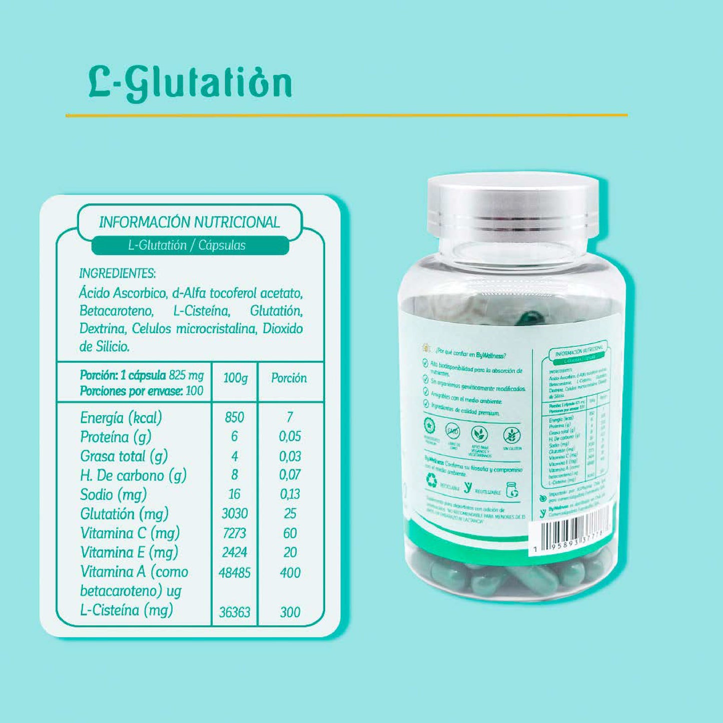L-GLUTATION 100 CAPSULAS - BY WELLNESS
