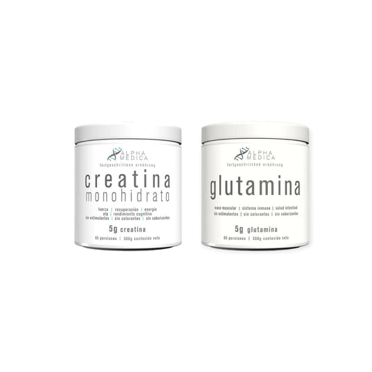 PACK CREATINA MONOHIDRATADA 300GR + GLUTAMINA 300GR - ALPHA MEDICA