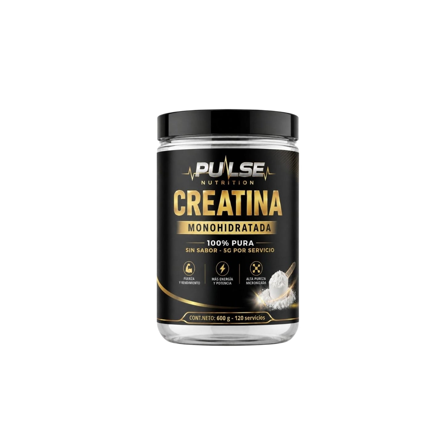 CREATINA MONOHIDRATADA 600GR SIN SABOR - PULSE NUTRITION