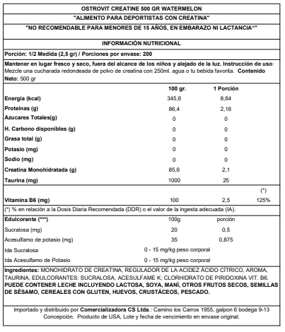 CREATINA MONOHIDRATADA 500GRS - OSTROVIT