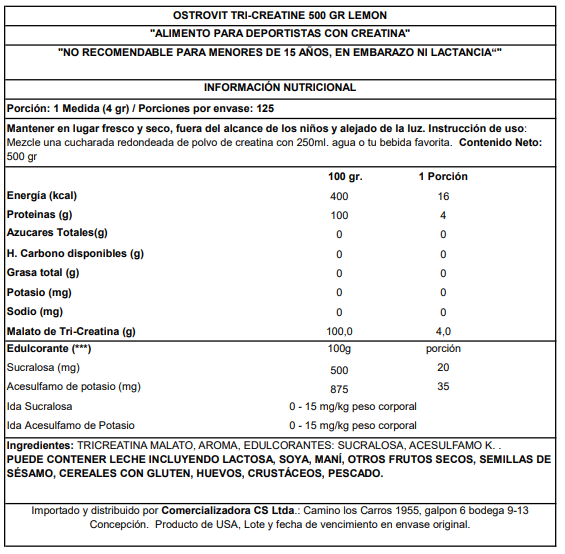 CREATINA MONOHIDRATADA 500GRS - OSTROVIT