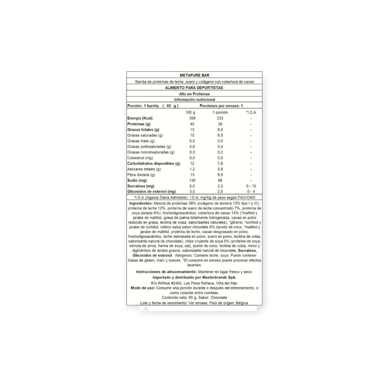 BOX 12 BARRAS DE PROTEINA METAPURE CRUNCHY BAR 65GRS - QNT