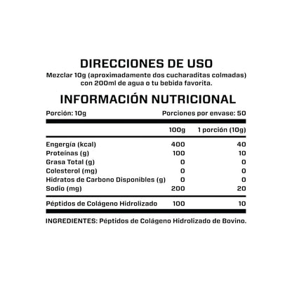 COLAGENO HIDROLIZADO 500G 50SV SIN SABOR - BRIAHLABS