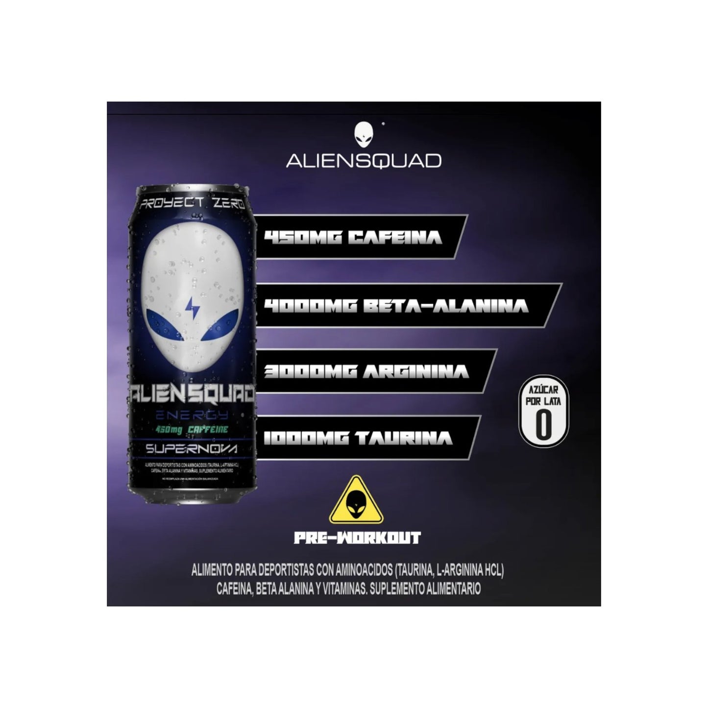 PACK X12 PRE ENTRENO LIQUIDO 473ML - ALIEN SQUAD ENERGY