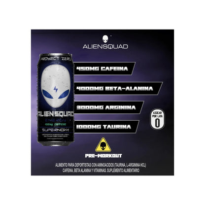 Información del producto PACK 12 PREENTRENO LÍQUIDO 473 ML – ALIEN SQUAD ENERGY