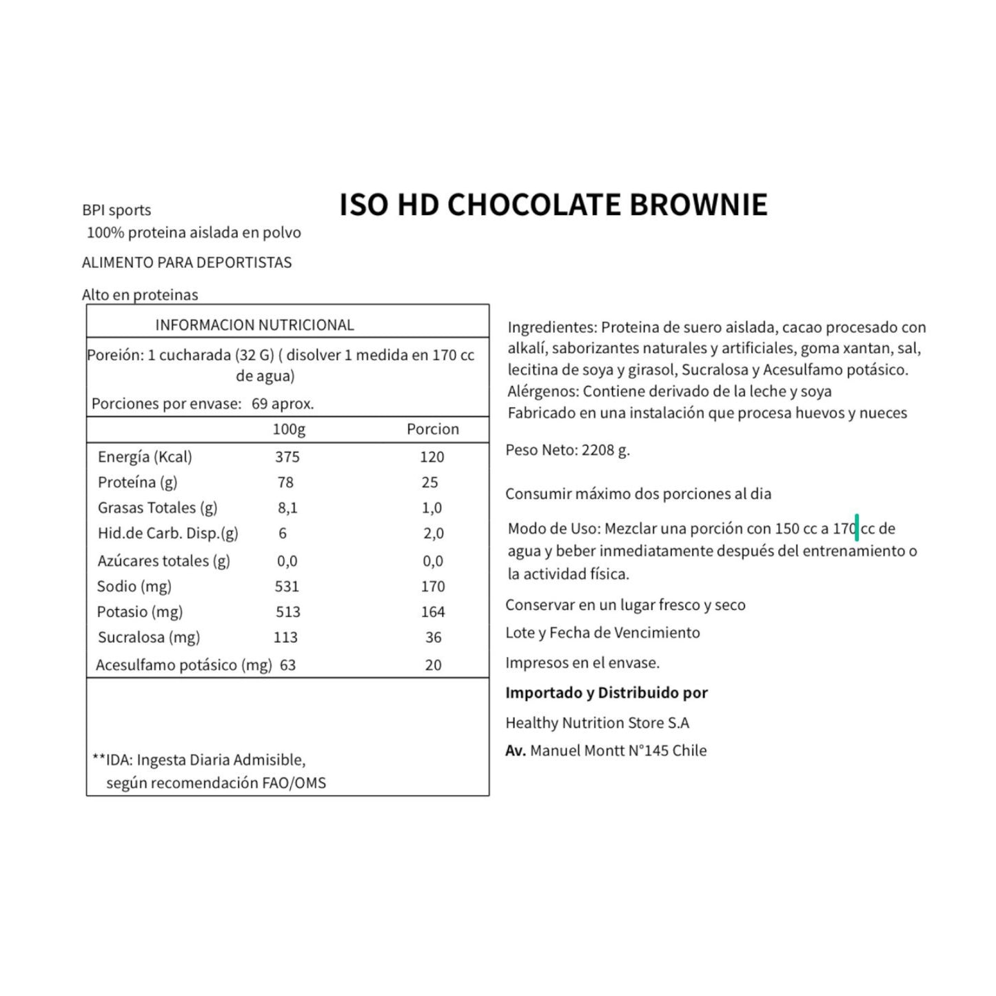 Proteína Iso Hd 70 Servicios - BPI SPORT