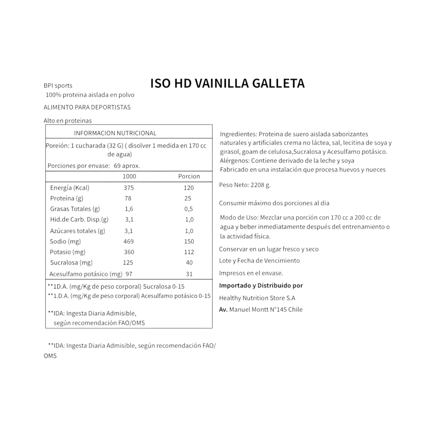 Proteína Iso Hd 70 Servicios - BPI SPORT