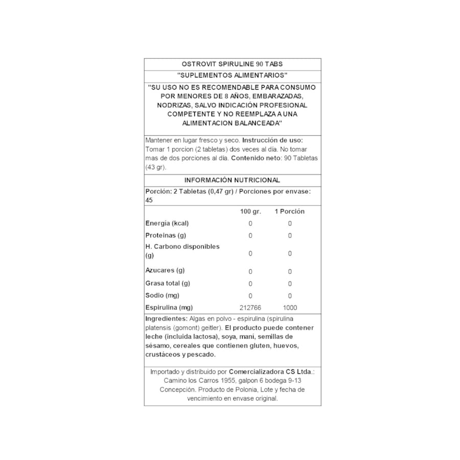 SPIRULINA 90 TABLETAS - OSTROVIT