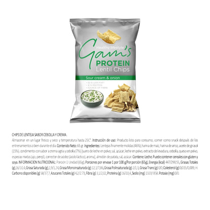Información nutricional de Chips de proteína 65 g