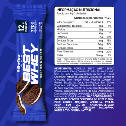 Información nutricional de BOX DE 12 BARRAS BEST WHEY 12 G PROTEIN – ATLHETICA