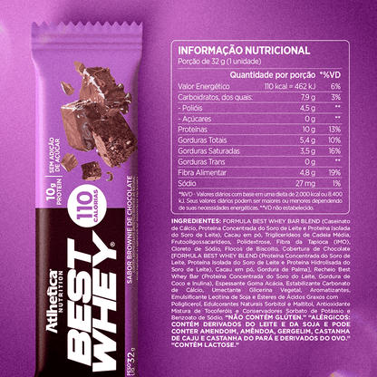 Información nutricional de BOX DE 12 BARRAS BEST WHEY 10 G PROTEIN – ATLHETICA