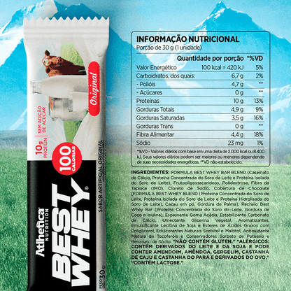 Información nutricional de BOX DE 12 BARRAS BEST WHEY 10 G PROTEIN – ATLHETICA