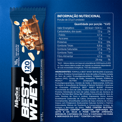 Información nutricional de BOX DE 12 BARRAS BEST WHEY 10 G PROTEIN – ATLHETICA