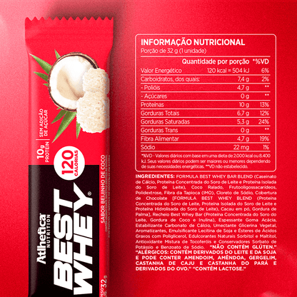 Información nutricional de BOX DE 12 BARRAS BEST WHEY 10 G PROTEIN – ATLHETICA