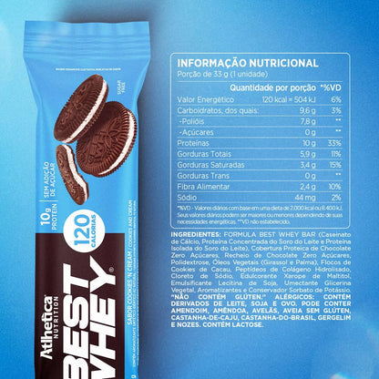 Información nutricional de BOX DE 12 BARRAS BEST WHEY 10 G PROTEIN – ATLHETICA
