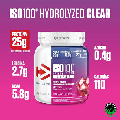 ISO 100 HYDROLYZED CLEAR 512GR - DYMATIZE