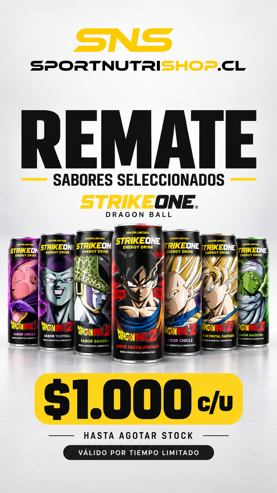 Remate de sabores seleccionados Strike One Energy Drink