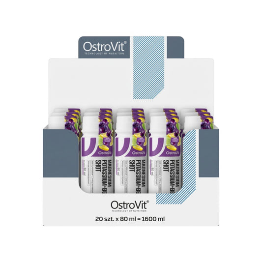 Pack de 20 shots de Magnesium Potassium + B6 limón Grape 80 ml c/u – OstroVit